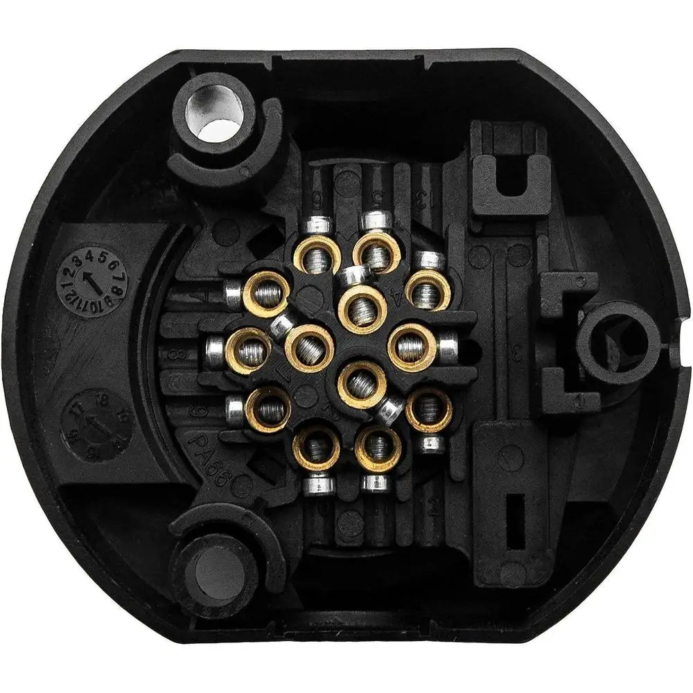 Fit For European standard trailers, trucks, caravans Trailer Socket Converter Engineering plastic housing with brass pins Black