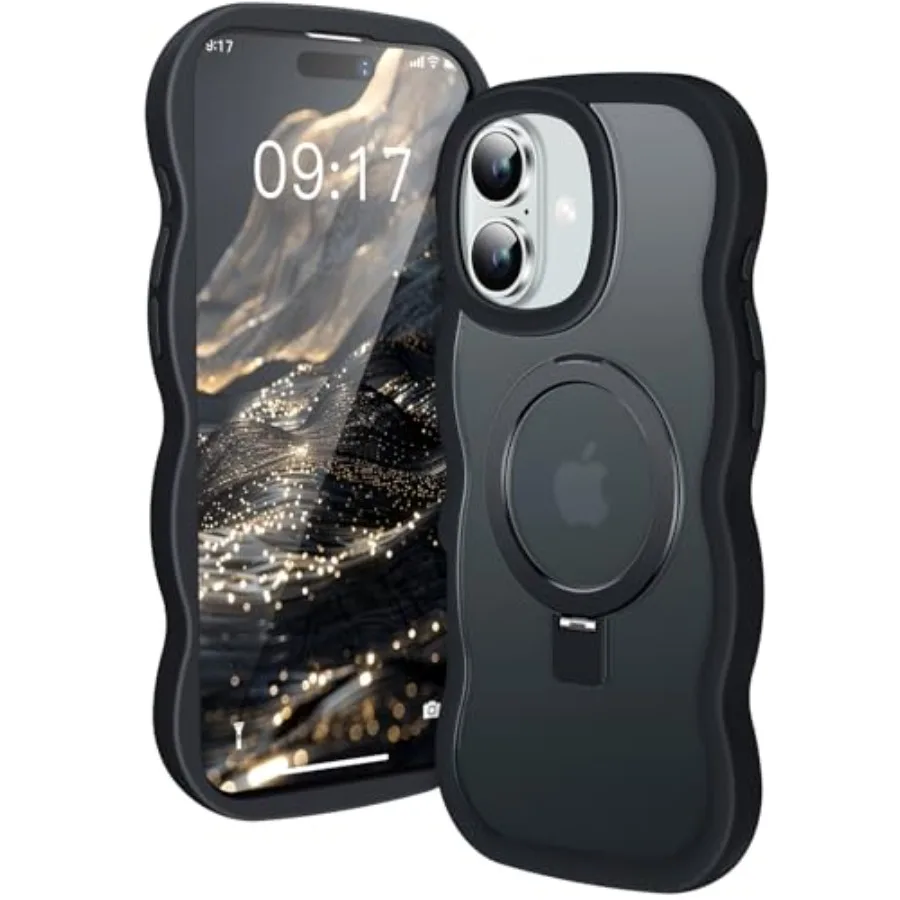 

[Magnetic Stand Case for iPhone 16 - for Women], Fit for MagSafe Phone Case with Ring Holder, Translucent Silicone Shockproof P