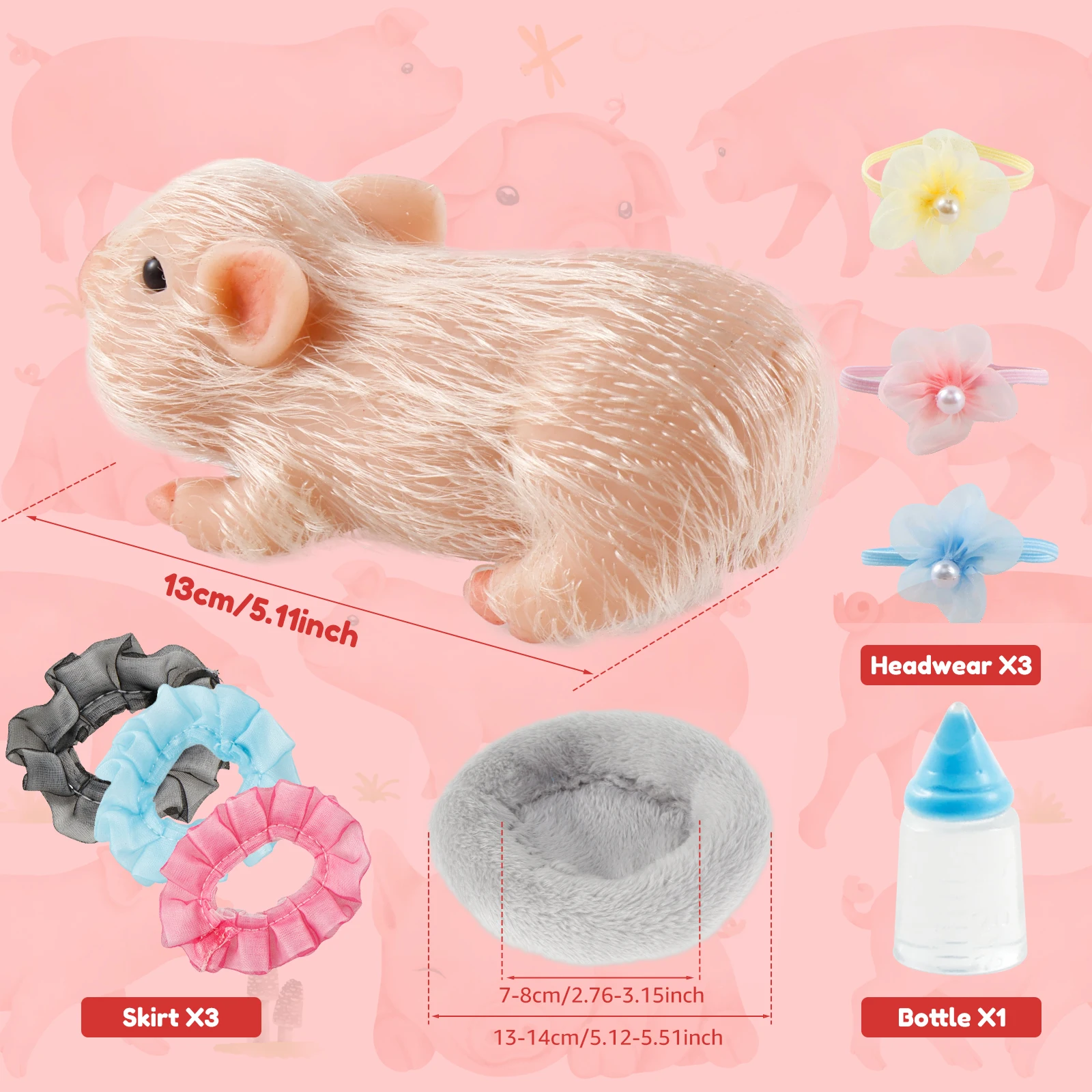 3/5Inch Silicone Pig Doll Toy Mini Soft Lifelike Silicone Pig Doll Cute Miniature Newborn Full Silicone Pigs Interesting Toys