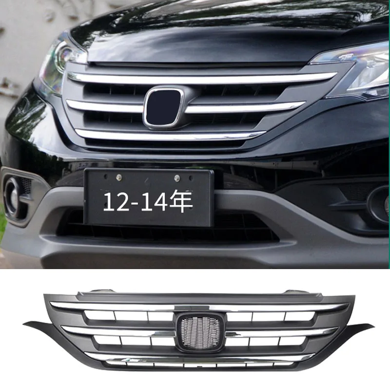 

For Honda CR-V CRV 2012-2014 Mesh Glossy Black Grill Front Honeycomb Grille Trim Front Bumper Racing Grills Car Accessories