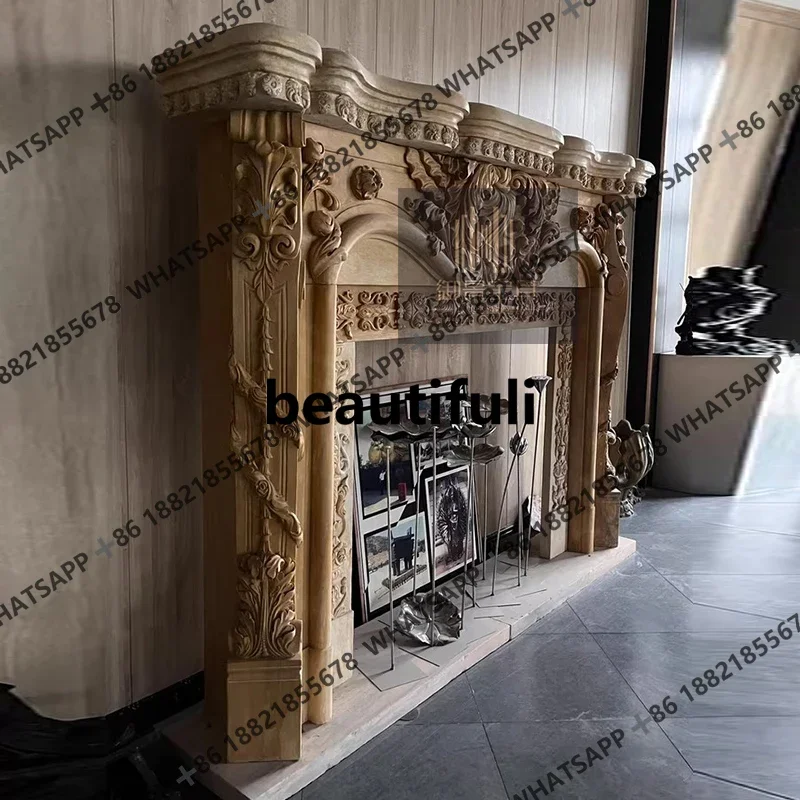 Q178 خزانة ديكور للمدفأة الفرنسية المنحوتة، جدار خلفية غرفة المعيشة، الرف المنزلي، خزانة المدخل #3