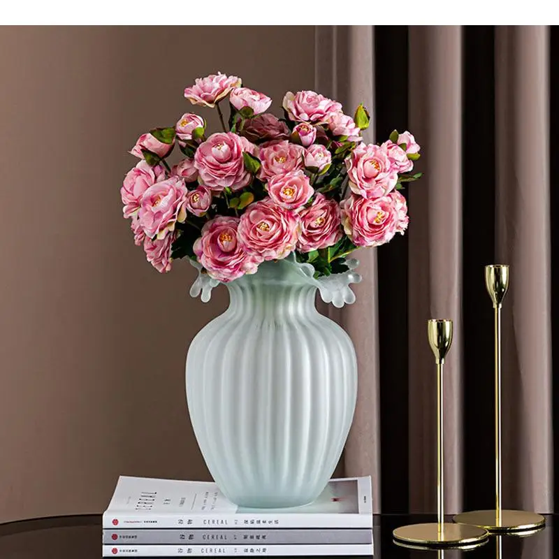 Floral Flower Pots Decorative Matte Glass Vase Hydroponic Arrangement Desktop Decor Living Room Decoration Tabletop Vases