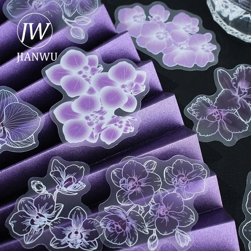 JIANWU Vintage Colorful Flower Smudge Landscape Material Collage Scrapbooking PET Sticker Creative DIY Journal Stationery