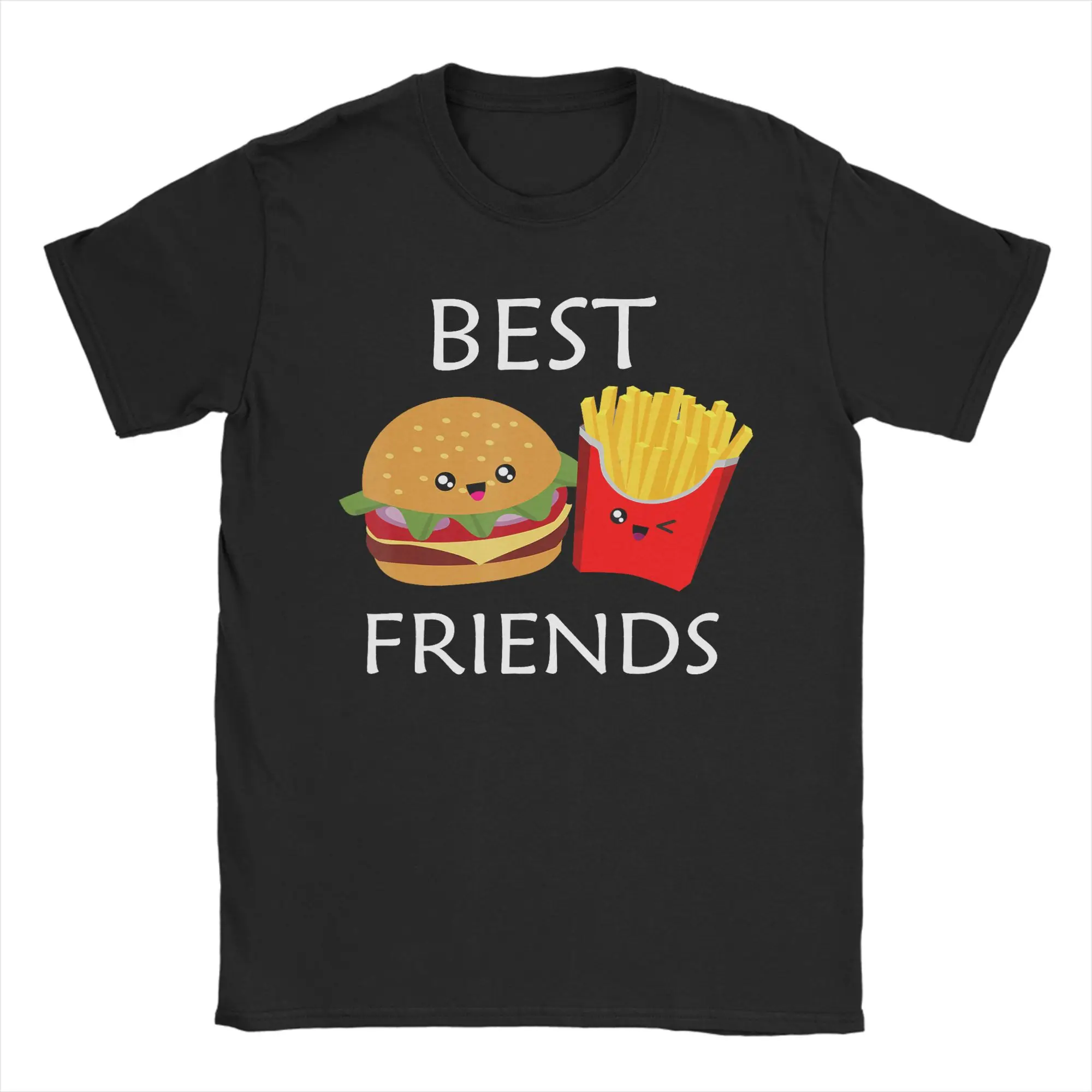 Hamburger French Fries Combo Snacks Fast T Shirts Men's  100% Cotton Novelty T-Shirt Friends Tee Shirt Short Sleeve Clothing