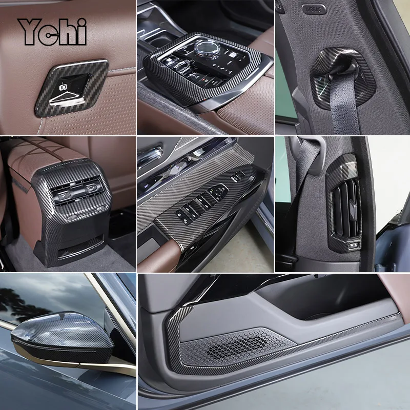 

ABS carbon fiber For BMW 7 i7 Series G70 2023-2025 Car Shift panel Rear Air Vent Frame Glass Lifting Frame Trim Car Accessories