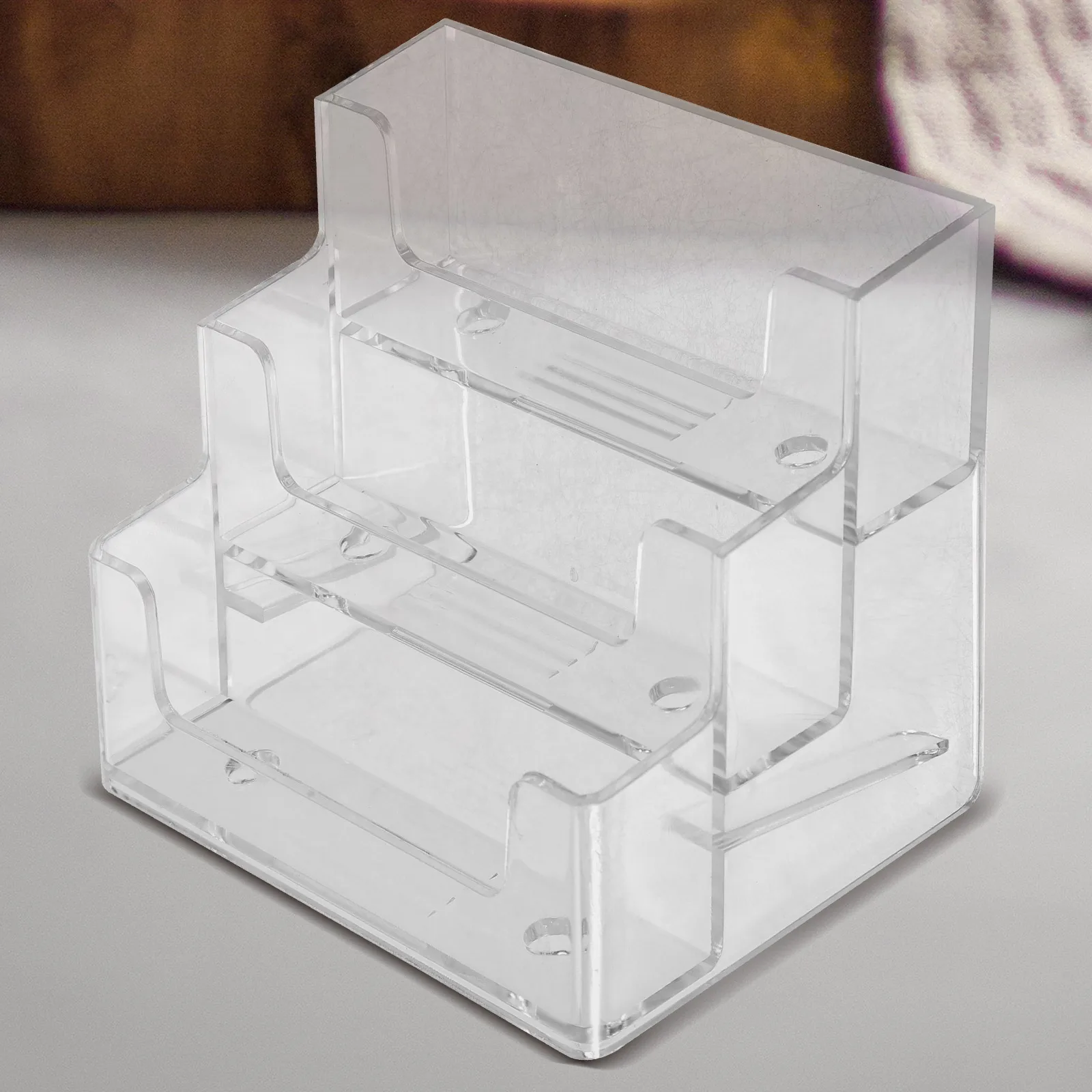 

Multi Tier Business Card Holder Transparent Cards Organizer Desktop Display Stand For Office Storage Solutions