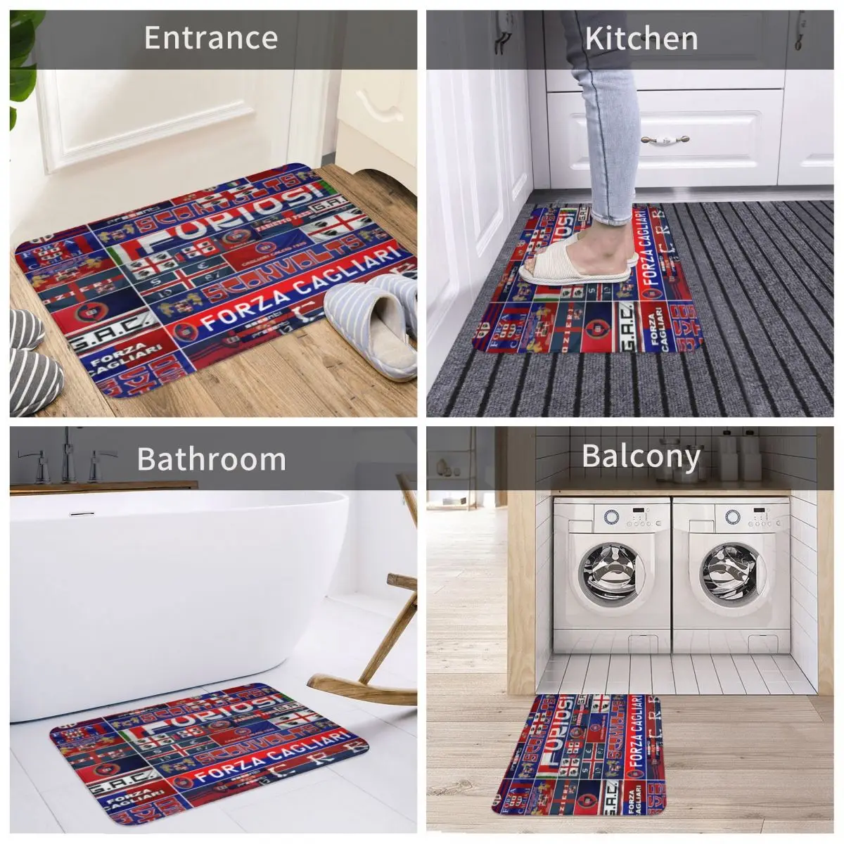 Tributo Ultras Cagliari Rossoblu Floor Mat Rug Home Bathroom Rugs Kitchen Rugs Kids Rugs Customizable