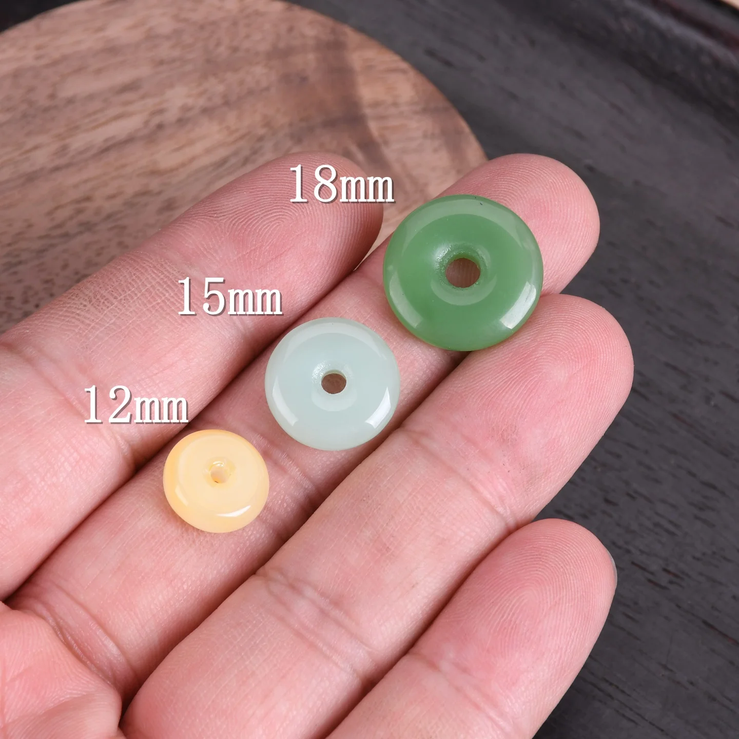 10 stücke Imitation Jade 12mm 15mm 18mm Rondelle Form Lampwork Glas Lose Perlen Für Schmuck Machen DIY handwerk Erkenntnisse – Detail 3