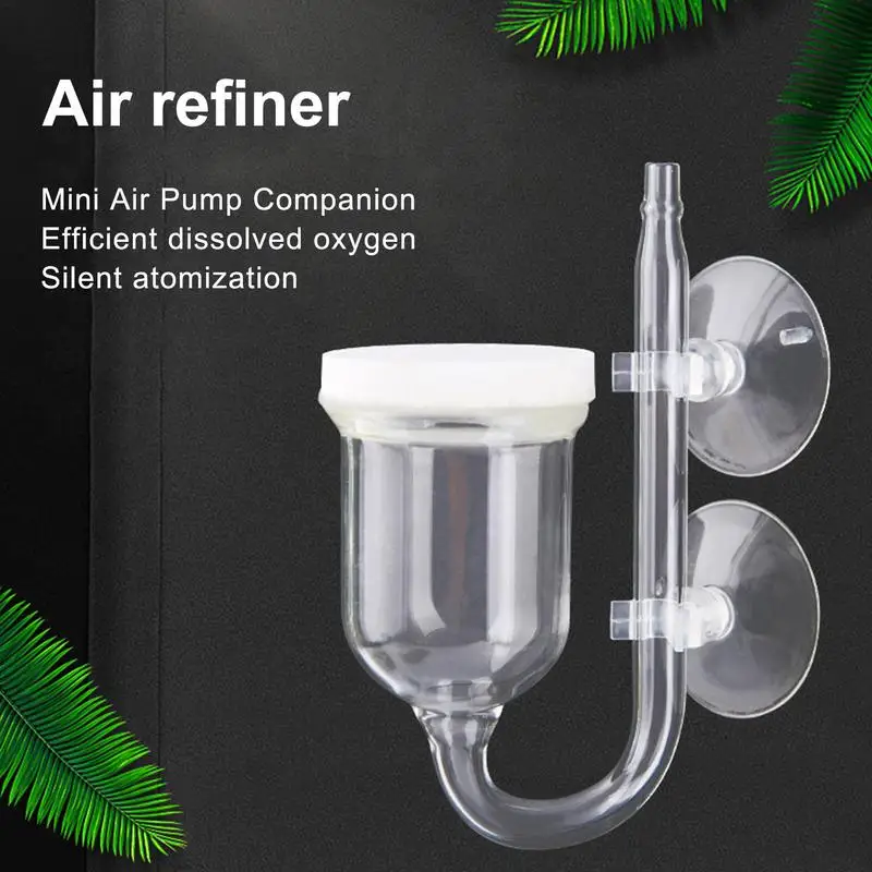 Glass Oxygen Refiner Aquarium CO2 Diffuser Air Stone Fish Tank Bubble Diffuser with 2 Suction Cup 1Stop Valve 1 Regulating Valve