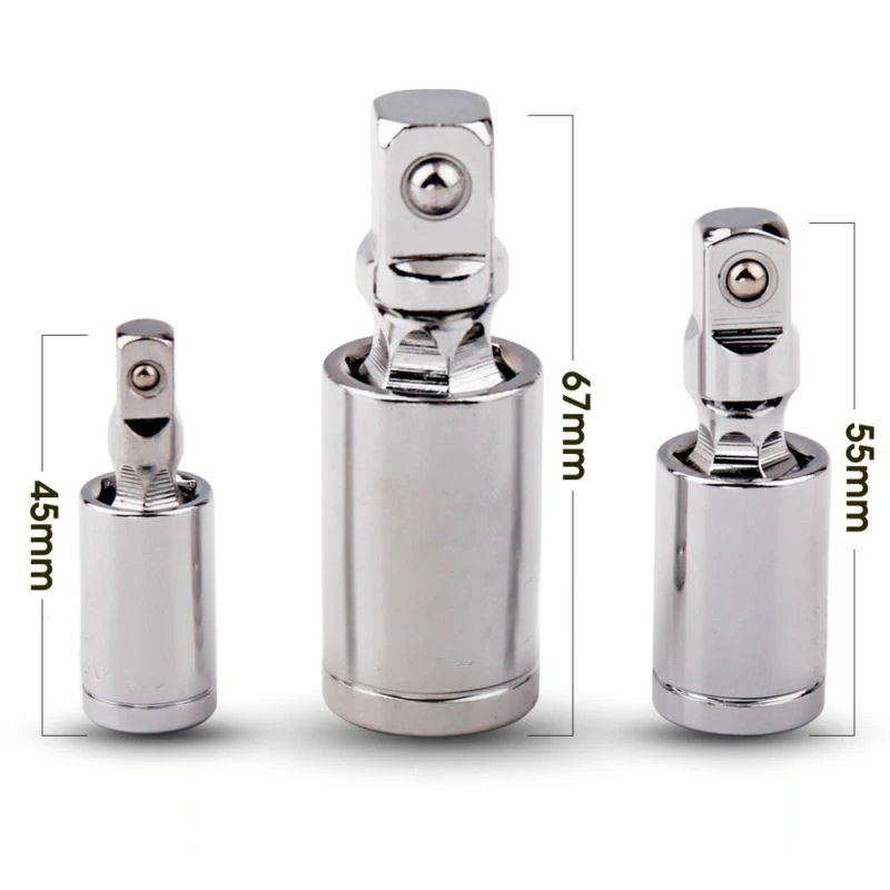 Set Socket Chrome-Vanadium Steel Silver Ratchet Angle Extension 1/4\