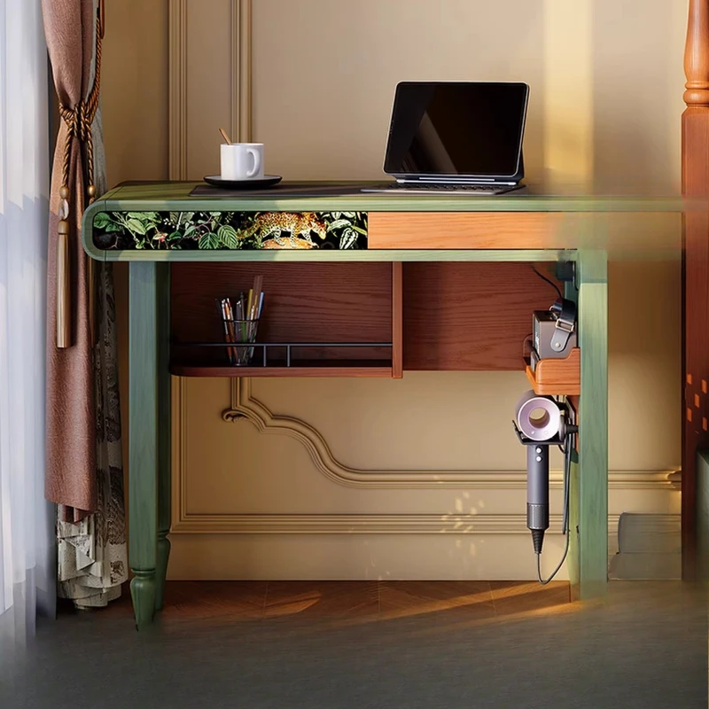 

ood desk, computer desk, integrated study table, ash wood multi-functional, medieval wind tunnel perforated board desk