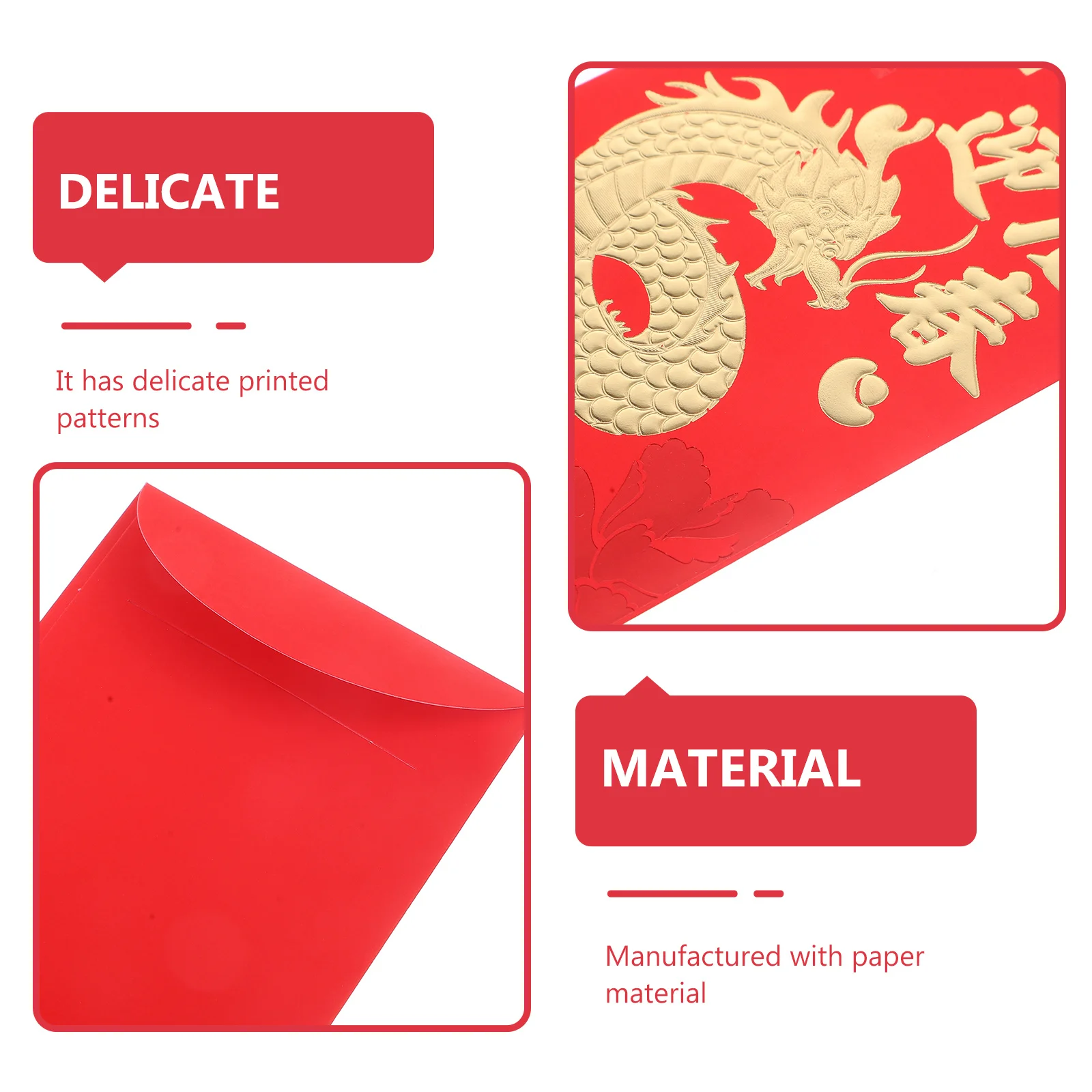 

30 шт., красные конверты из золотой фольги, бумажные китайские новогодние счастливые денежные пакеты, 2024 весенний фестиваль, наличные красные пакеты