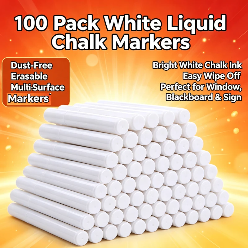 3-100Pcs Liquid Chalk Erasable Pen 12 Colors/White Marker For Glass Windows Electronic Blackboard Chalkboard Whiteboard Marker