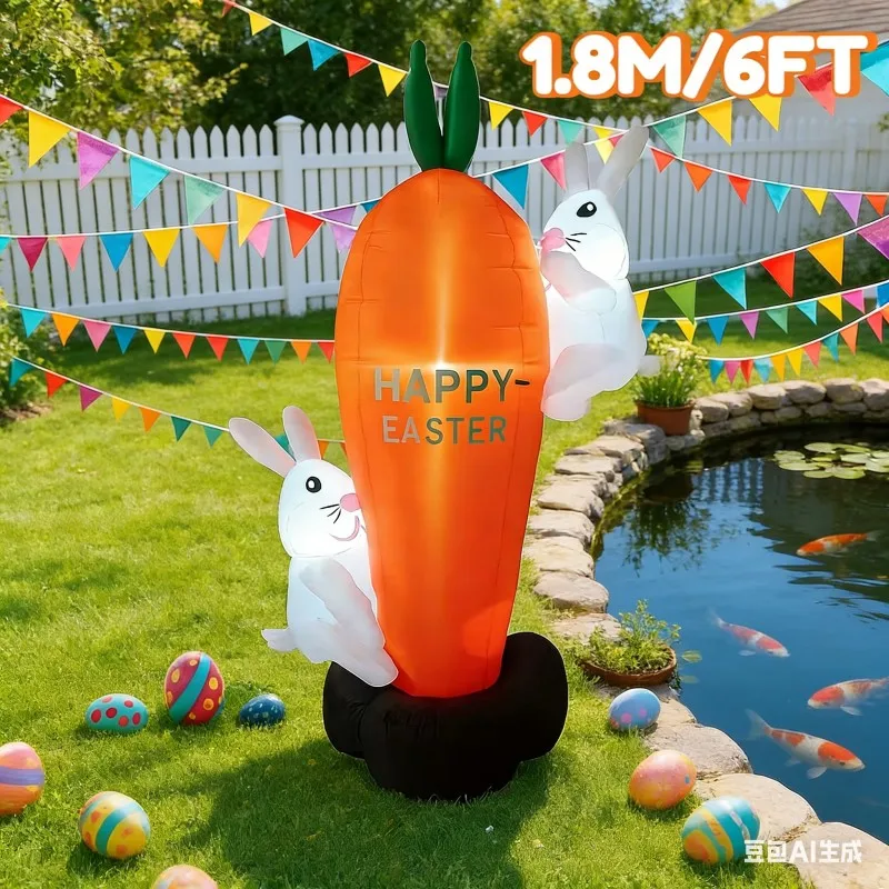 

Пасхальный фестиваль DIY Декор Надувной кролик 1,8 м/5,9 футов Поднимание моркови Дизайн Праздничный сад Двор Открытый светодиодный светильник Декор Модель