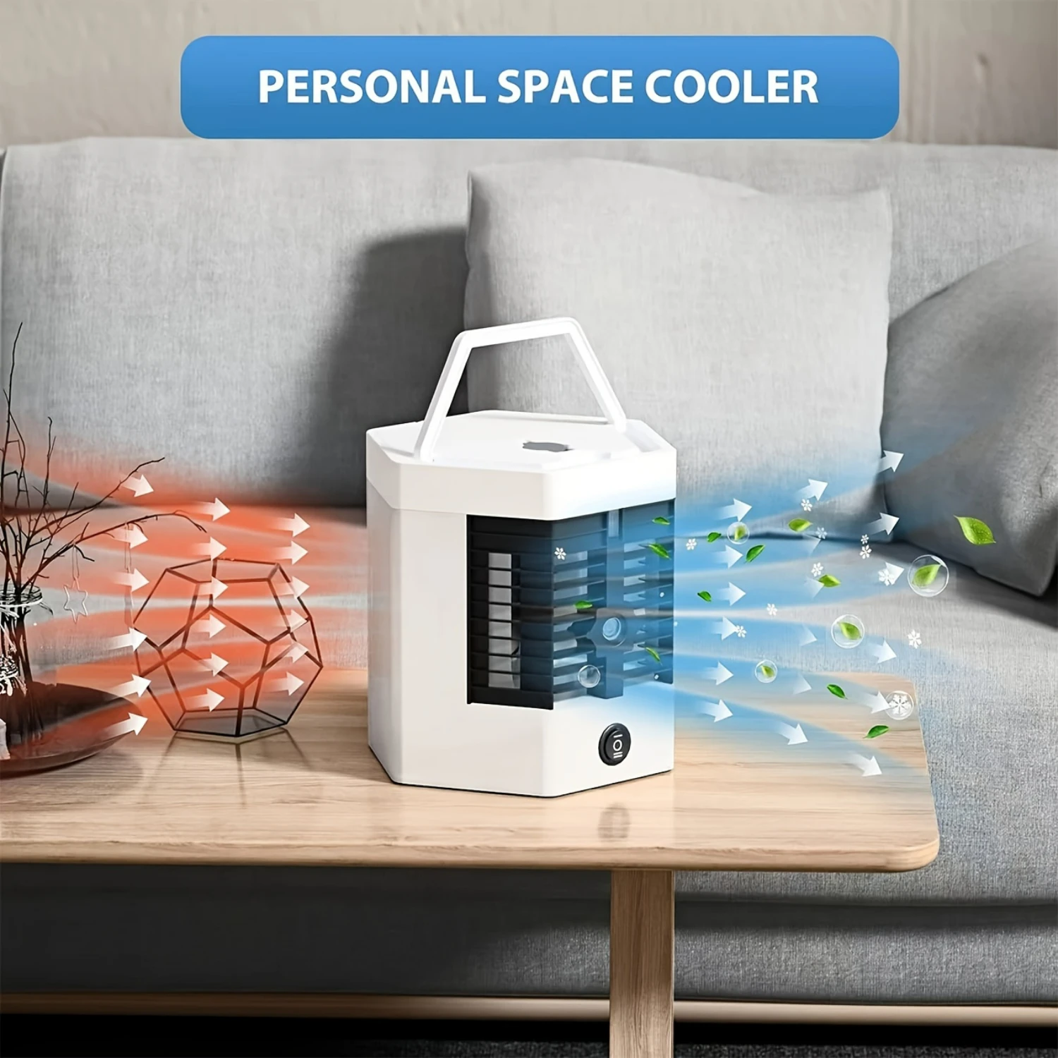 Perfect Portable Ultra-Quiet Mini Personal Air Conditioner with Cooling Fan 3-IN-1 Design, Anti-Leakage Water for Bedroom Office