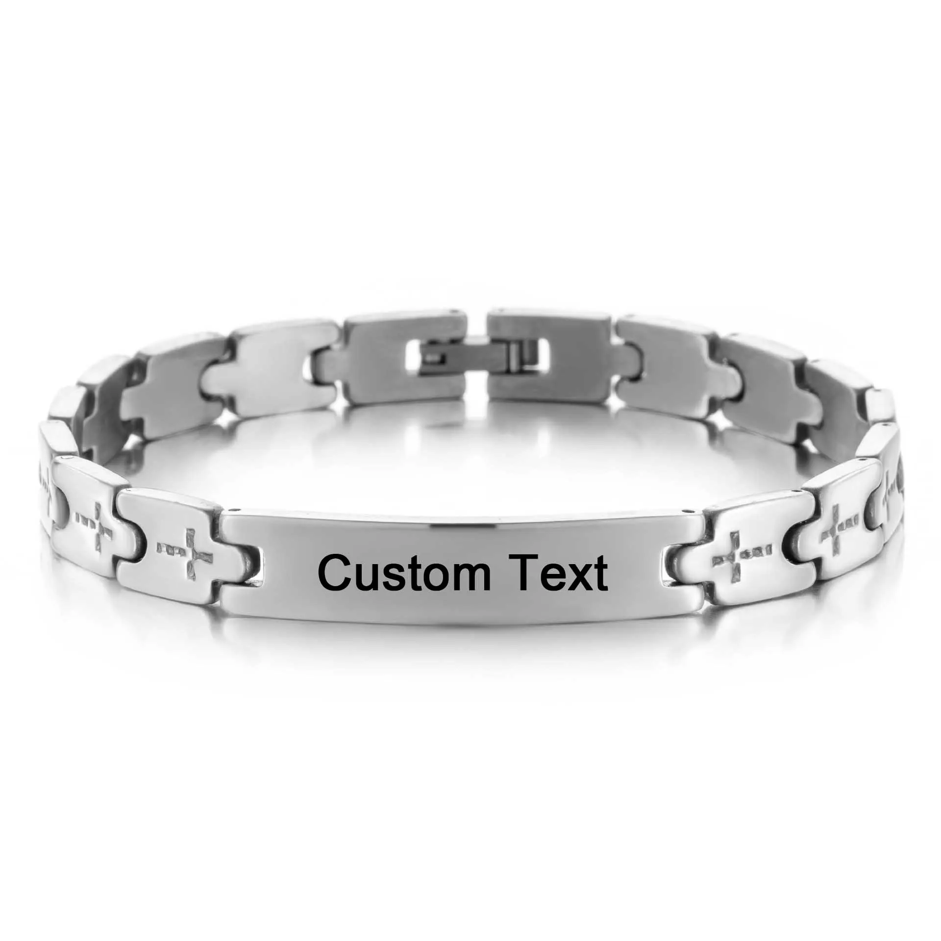 

Браслет из нержавеющей стали с гравировкой логотипа в стиле панк на заказ для женщин, модный ювелирный аксессуар