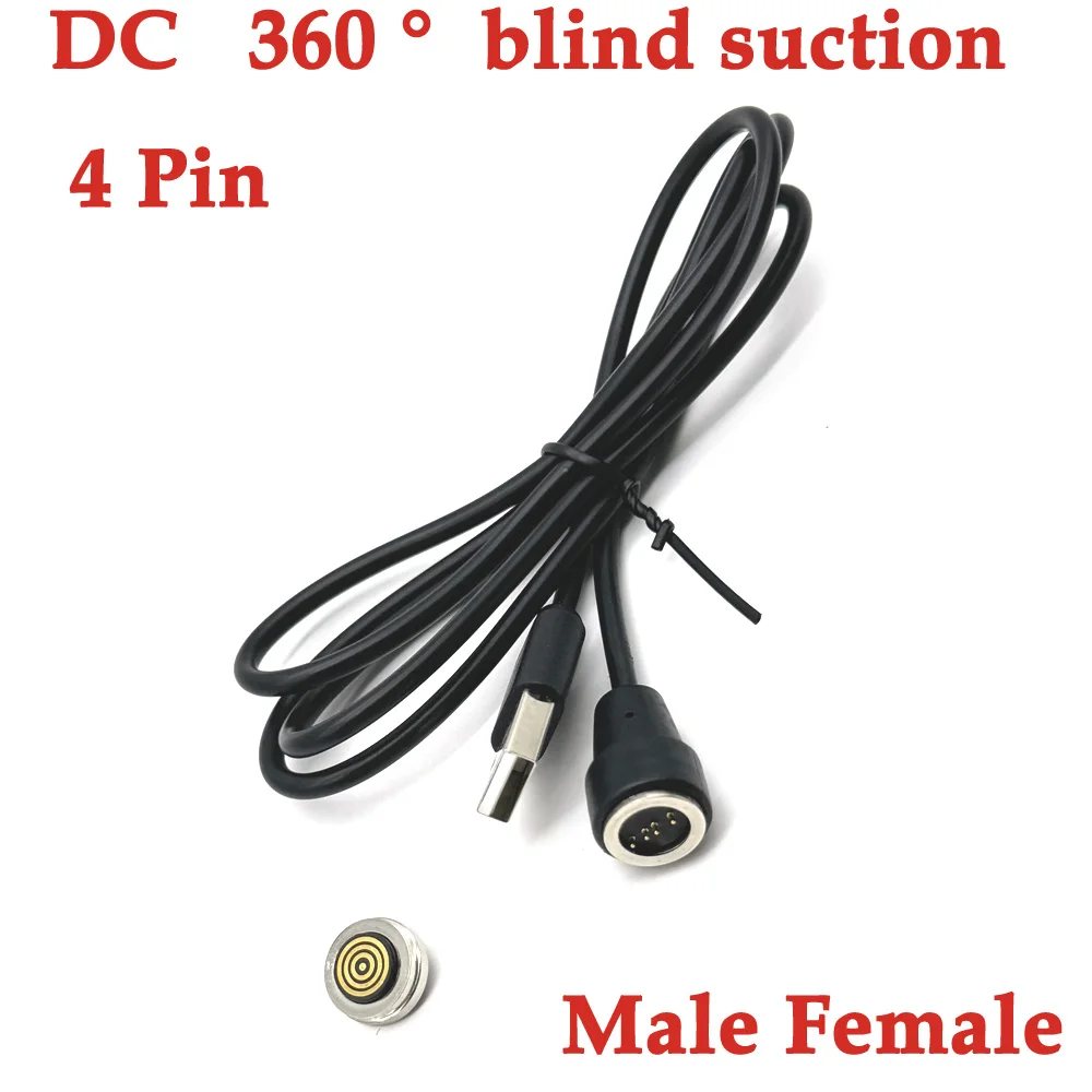 

10sets USB High Current Magnetic Pogo Pin Connector 4Pin Male Female Pitch 2.54 MM 360 ° blind suction DC Charging Power Cord