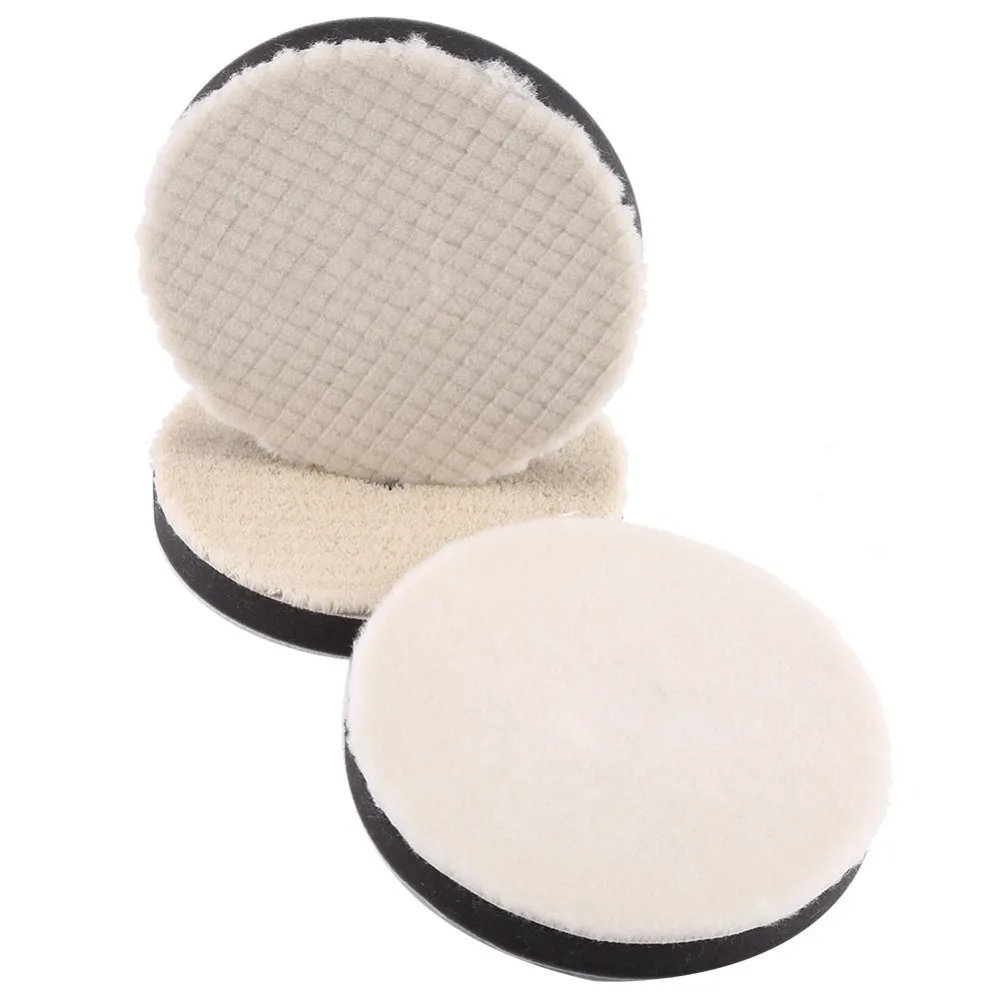 3PCS White Wool Polishing Pad 2 Inch/3 Inch/4 Inch Wool Auto Detailing Pad Universal Coarse / Medium / Fine Car Buffing Pad