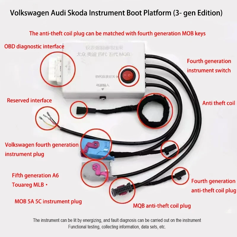 Upgraded MQB Cluster 12V-14V Power Cable Test Platform Instrument Panel Startup Repair Light Test Platform For Volkswagen Audi