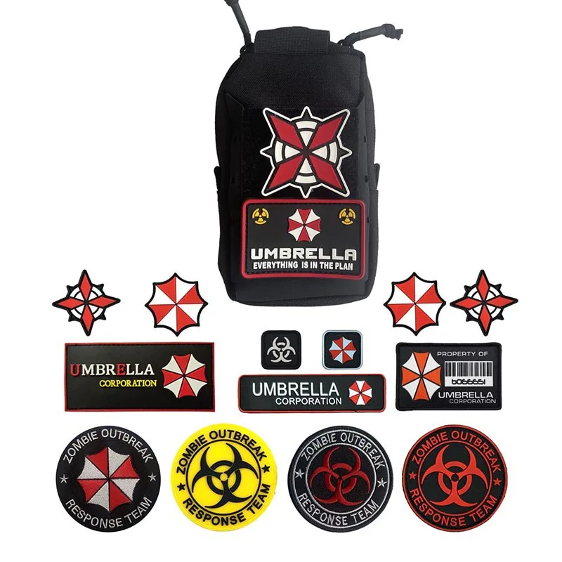 Umbrella Corporation PVC-Gummi-Abzeichen, Biohazard-Insigne, bestickte Kleidungsapplikationen, militärischer Aufkleber, taktisches Emblem