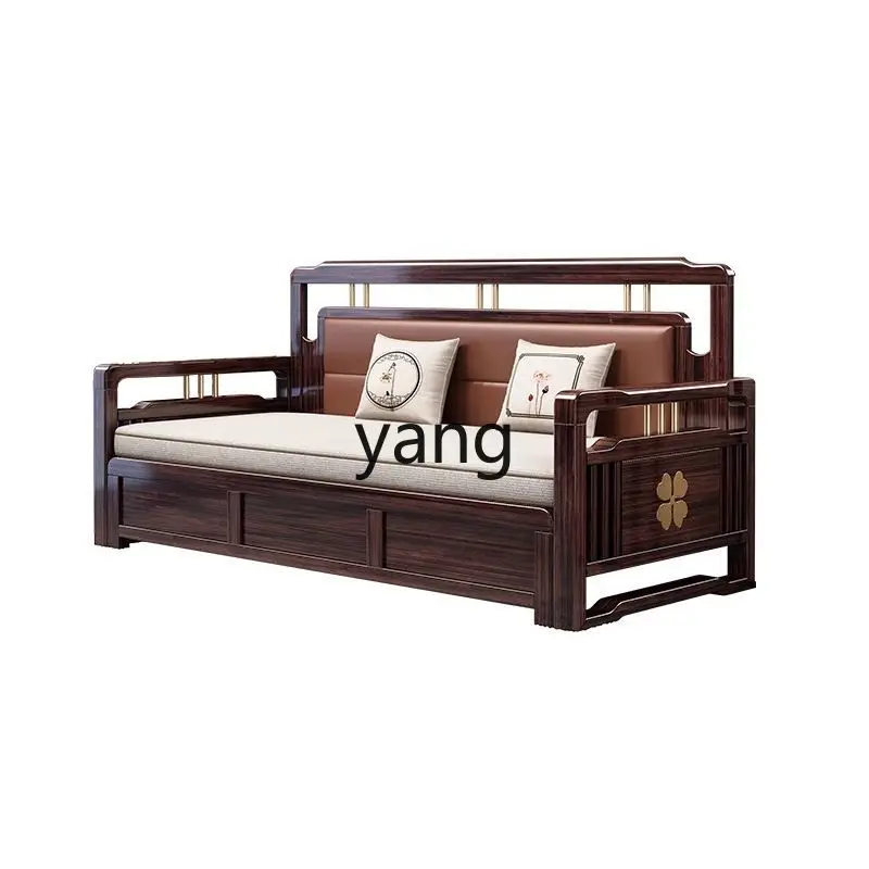 LH solid wood sofa bed Chinese furniture foldable dual-purpose small apartment telescopic bed combination