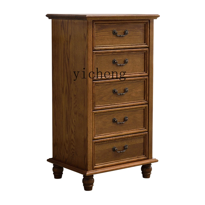 

ZC Solid Wood Chest of Drawers Bedroom Oak Locker Cabinet Living Room Furniture