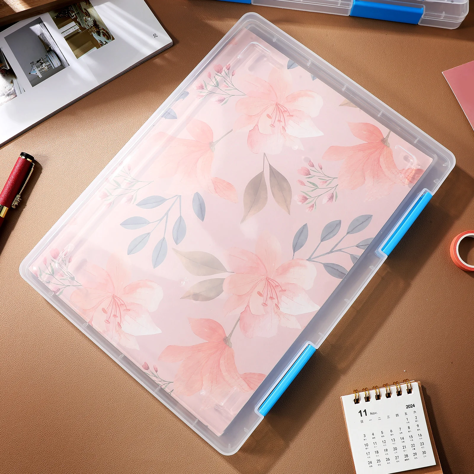 Caja de almacenamiento de papel transparente A4, organizador de escritorio transparente, soporte de plástico para documentos, caja de archivos, contenedor de almacenamiento de oficina, 4 Uds.