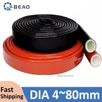Tubo de fibra de vidrio resistente a altas temperaturas, funda de cable de protección de aislamiento, retardante de llama, rojo/negro/azul, 4mm ~ 80mm