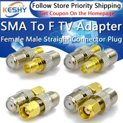 1-10PCS SMA To F TV Female Male Straight Connector RPSMA To F Quick Plug Coax Connector Brass Gold Plated High Quality