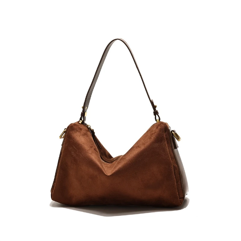 

Winter Big Capacity Commuter Shoulder Bags High-end Faux Suede Leather Women's Handbag Niche Design Female Matte Shoulder Bag