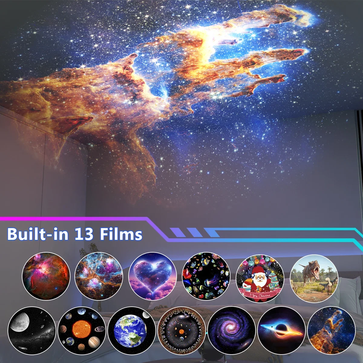 Galaxy LED Night Light Planetarium Star Projector, Meteor Starry Sky Night Light Projector Lamp for Home Theater,Room Decoration