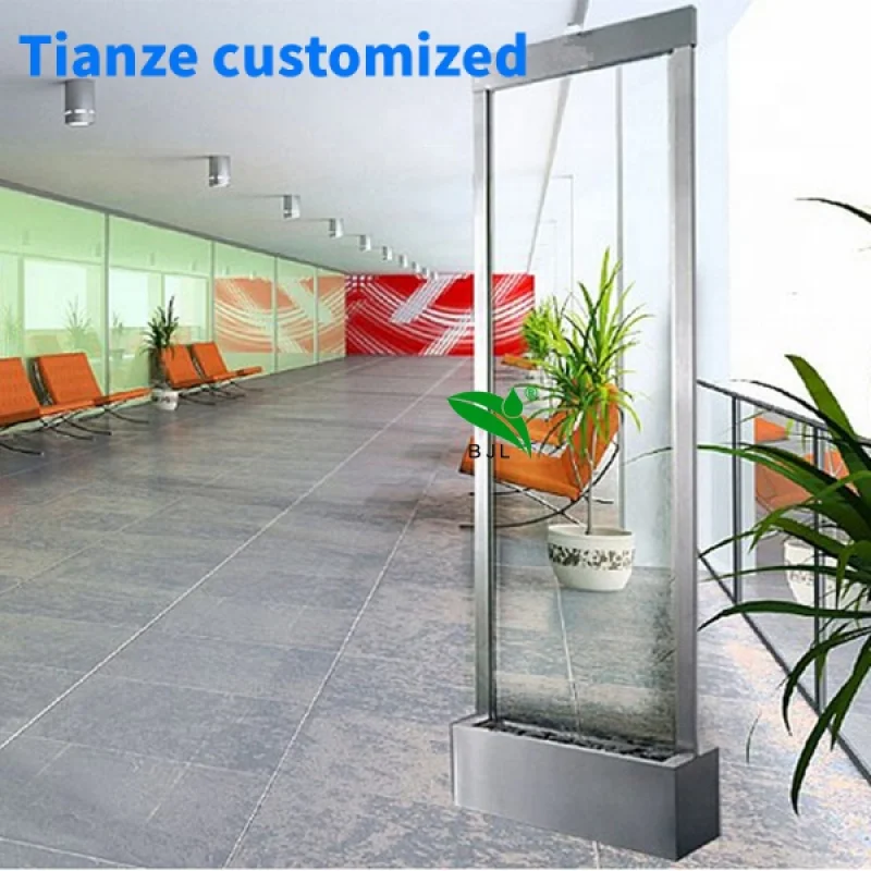 (Customized) tempered glass water feature wall waterfall with stainless steel base