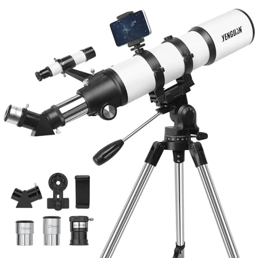 Professional 80mm Aperture 600mm Astronomy Telescope with Carry Bag & Adjustable Tripod High Powered Refractor Telescopes Adults