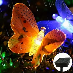 Luces de mariposa de fibra óptica Solar, 12LED, para decoración de Patio, jardín, boda, Festival, 1 unidad