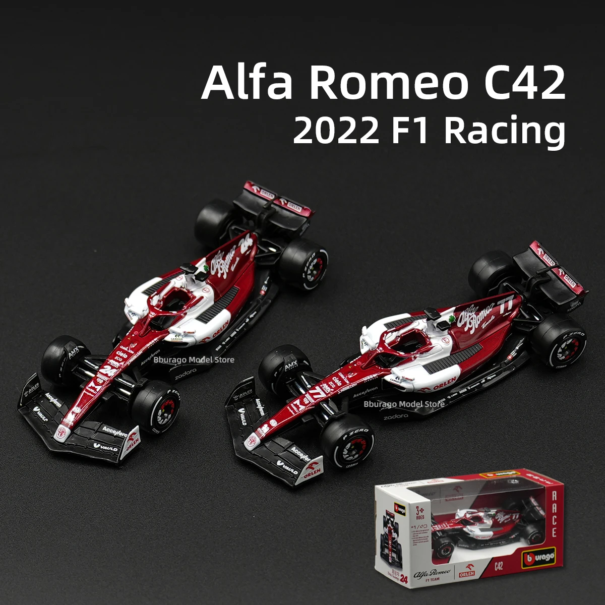 Bburago 1:43 2022 Ferrari F1-75 F1 Formula Racing Car Symulacja statyczna Diecast Alloy Model samochodu