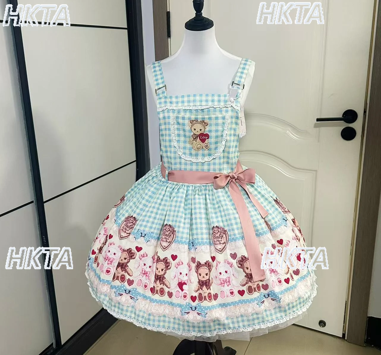 달콤한 로리타 귀여운 만화 레이스 스티칭 리본 스트랩 드레스 볼 가운 JSK 소녀들 카와이 공주 다용도 짧은 드레스 여성용