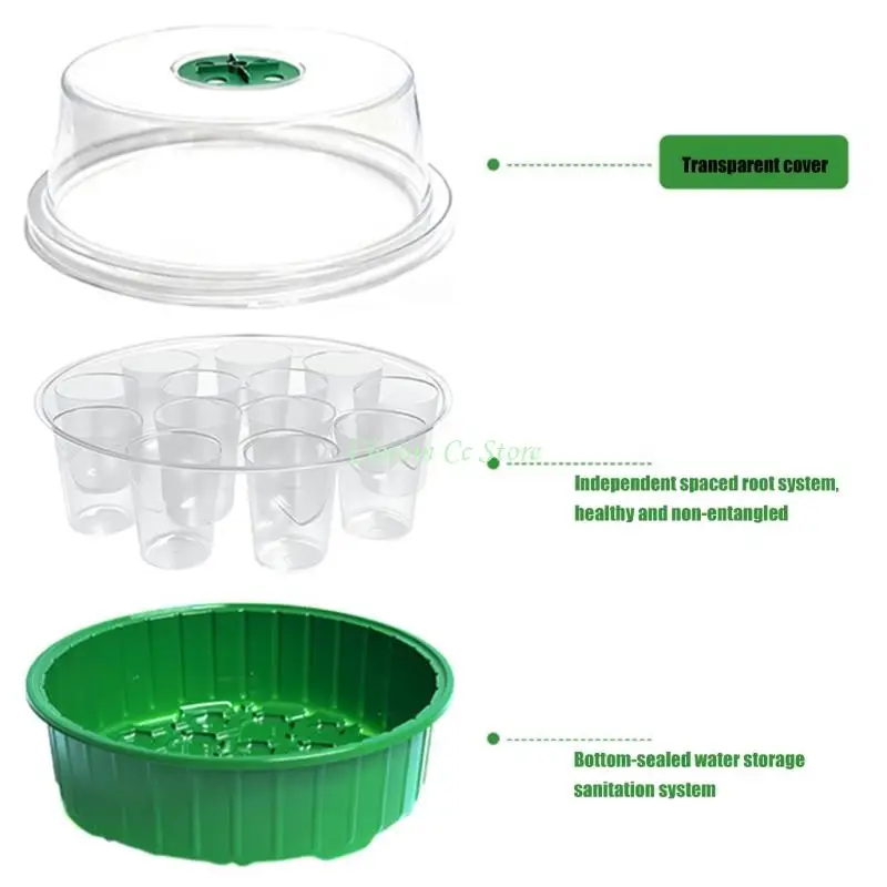 X90F 13 Hole Plant Starting Tray Set Round Adjustable Growing Tray for Planting Beginner Planting Accessories