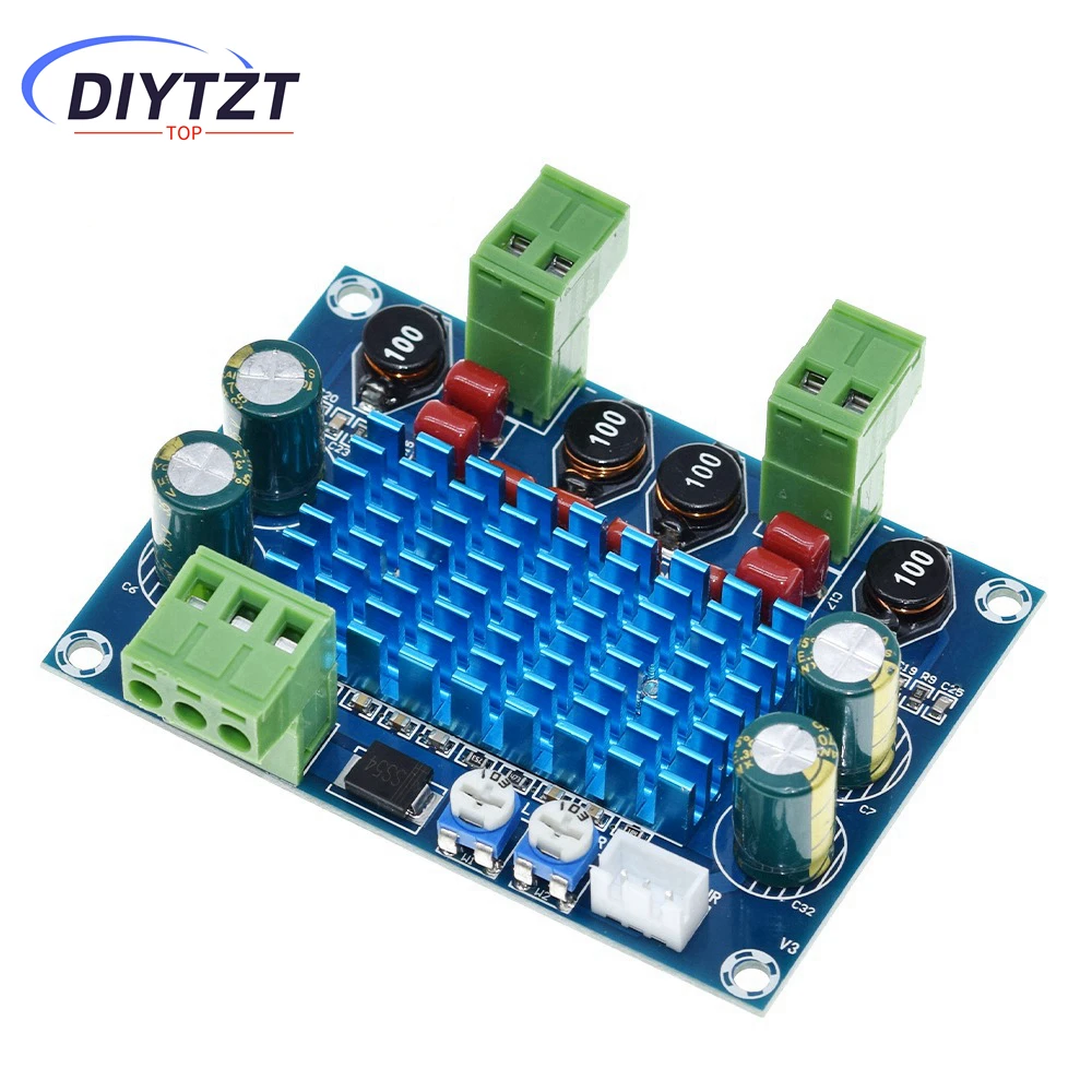 DIYTZT Digital HIFI Power Amplifier Board 2*120W XH-M572 TPA3116D2 Chassis Dedicated Plug-in Input 5V 24V 28V output 120W