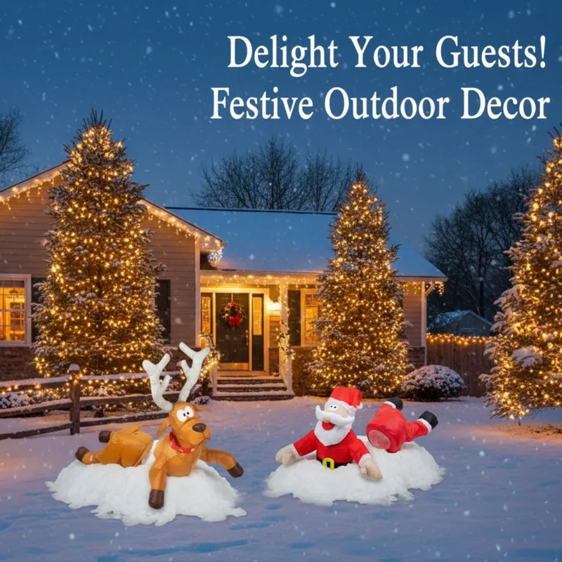 

Funny Holiday Santa Reindeer Decoration Christmas Santa Moving Window Reindeer Animated Figurine Smash Effect Ornament Gifts New