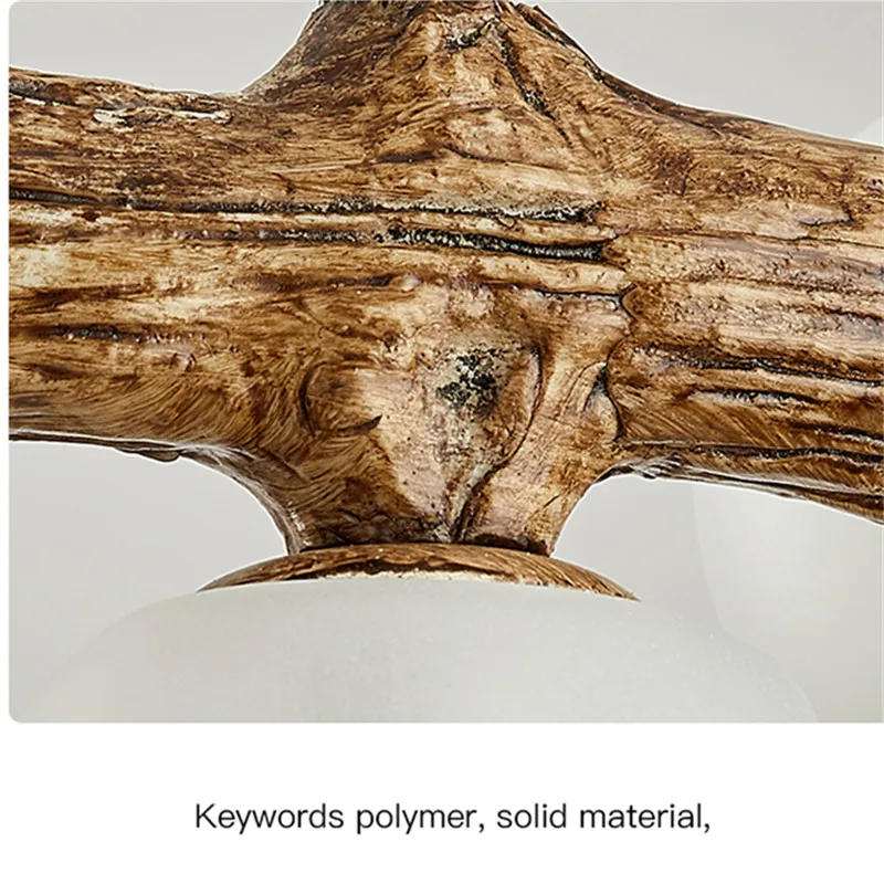 

Retro Tree Branch Chandelier Round Ring Pendant Light For Dining Room Bedroom Brown Wood Pendant Lamp Nordic Glass Hanging Lamp