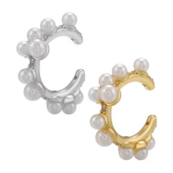 2Pcs(1Pair) Pearl Ear Cuff Fashion Clip-On Earrings for Women: Elegant Fake Piercing Earrings Friendship Gift Jewelry:VE677