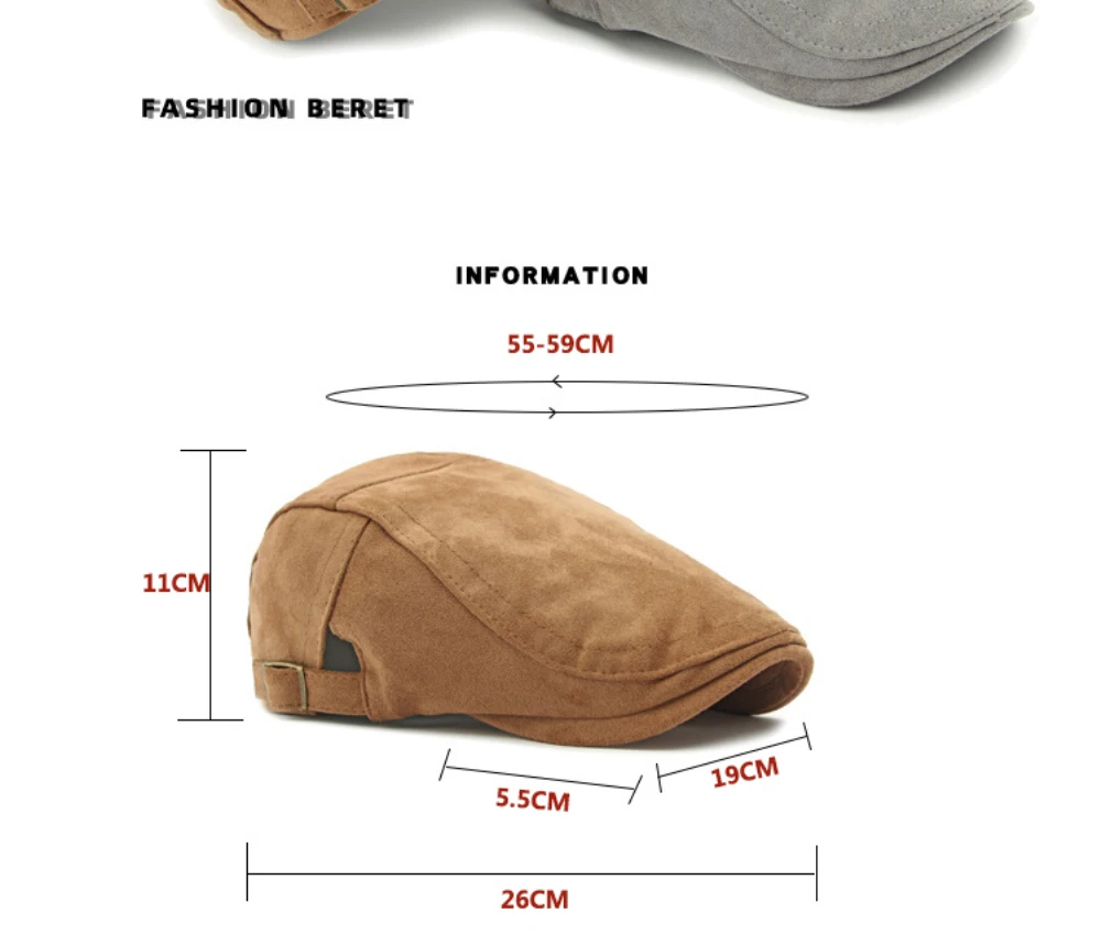HT4954 Retro-Künstler-Maler-Baskenmütze aus Wildleder, verstellbare Ivy-Flatcap für Herren und Damen, Frühling, Herbst, Winter, Baskenmützen – Detail 3
