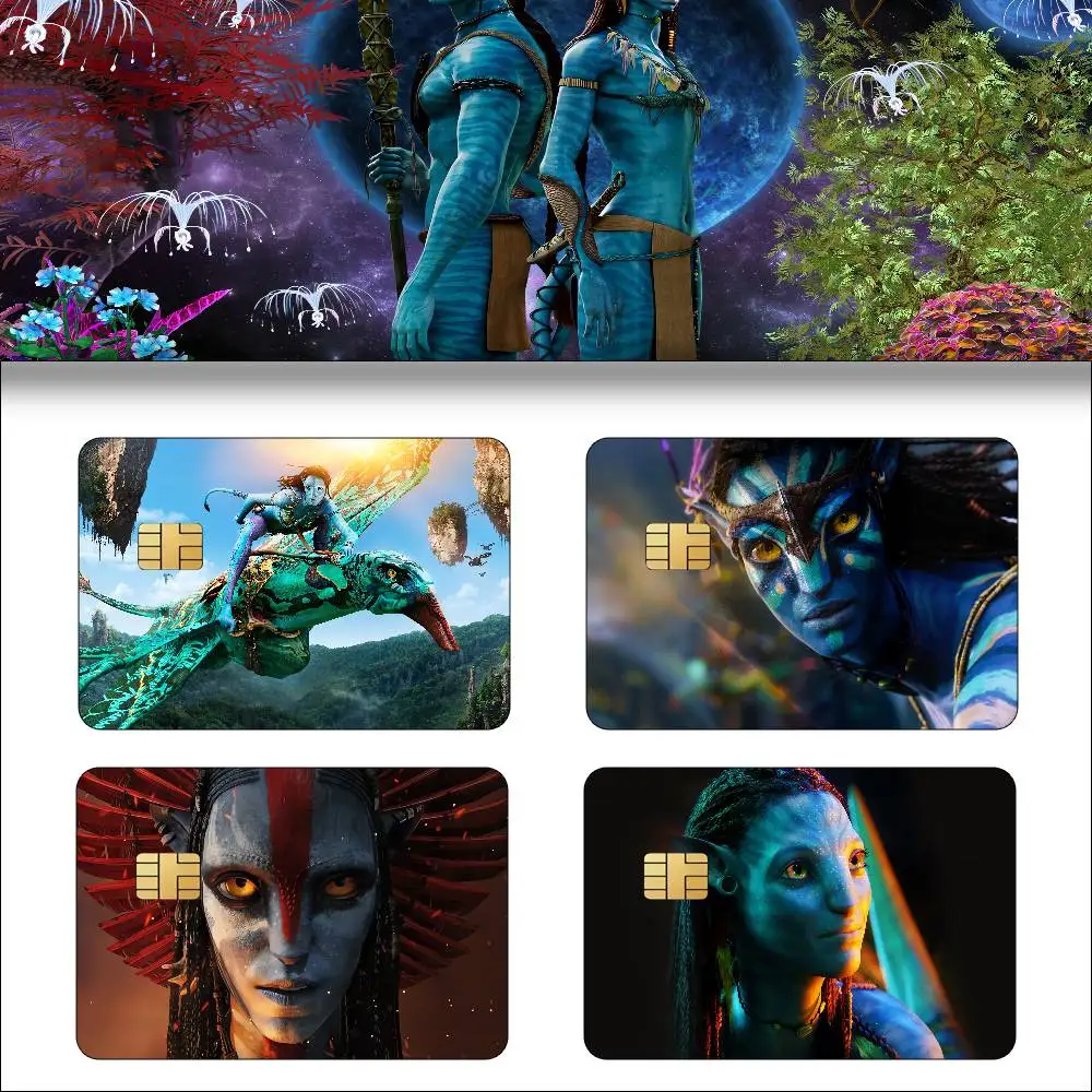 Film A-Avatar 1 Set mit 4 Stück Anime Bank-Kredit-Busfahrkarten-Aufklebern Coole Dekoration Wasserdichte Aufkleber Sammlerstücke Spielzeug Geschenke