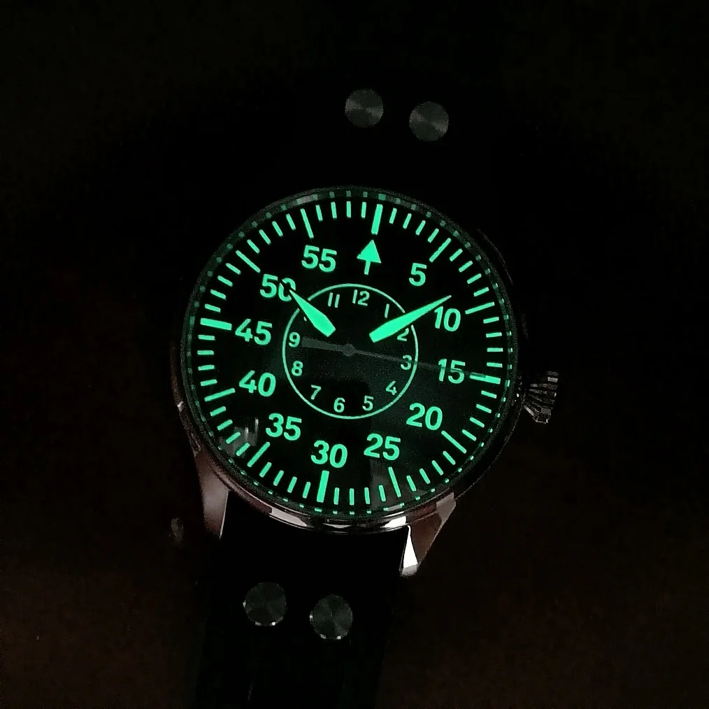 44mm automatic watch Men\'s watch Japan NH35 movement Black dial sapphire crystal Green luminous