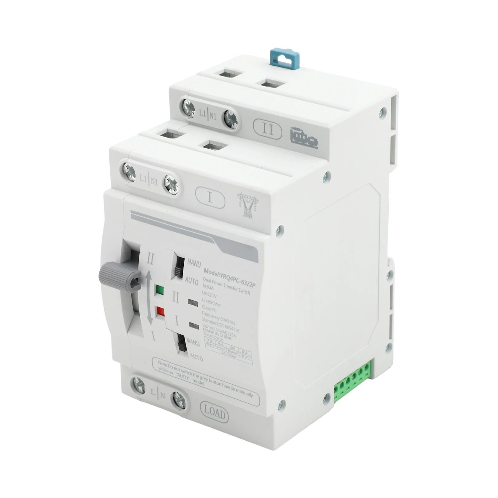 1 Pcs 2P 63A 220V Dual Power Automatic Transfer Switch For Generator, Electrical Disconnect Load Switch