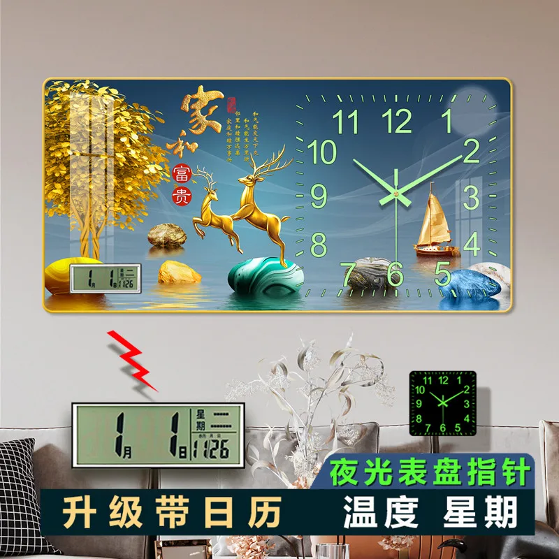 #￥Clock Luminous Watch Simple Modern LivingRoom home decor itemsinterior fashion Wall clock horloge murale living room furniture