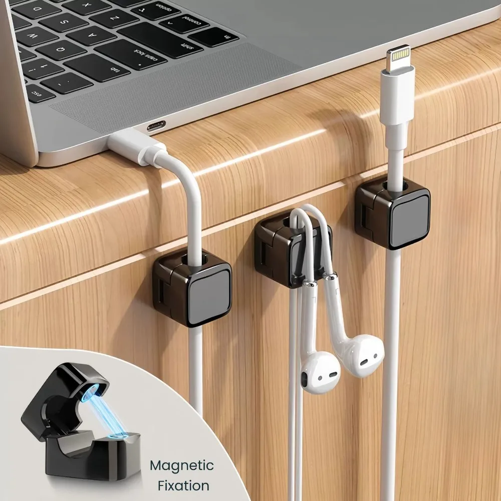 12Pcs-1PCS Magnetic Wire Organizer Self-adhesive Adjustable Cable Manager Bracket for Home Office Desktop Car Cable Organizer