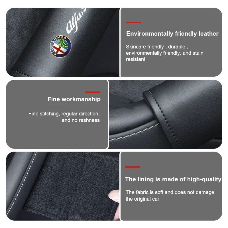 Hub Caps Car Door Handle Cover Armrest Protector Non-slip Leather Case For Alfa Romeo Giulietta GT 159 147 156 Mito Brera Giulia