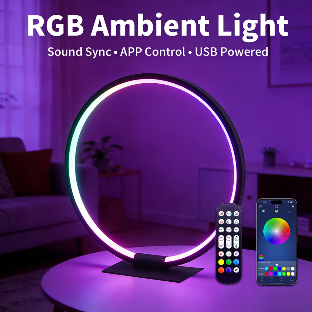 LED Music Rhythm Ambient Light Creative Special Shaped RGB Sound Activated Light Bedroom Bedside Desktop Decorative Night Light