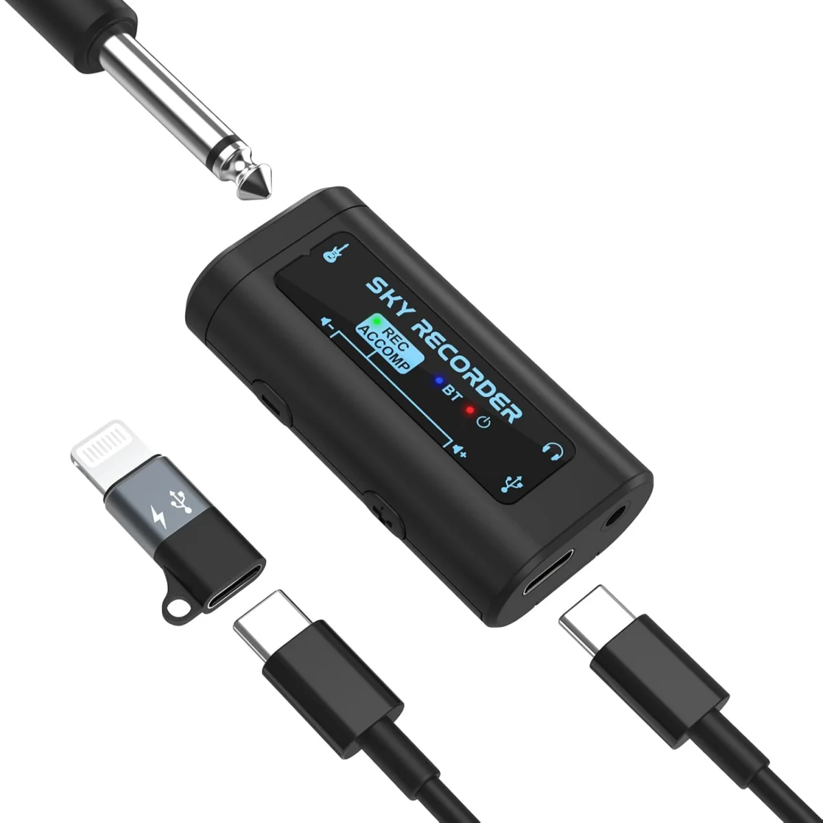 SKY RECORDER Portable Sound Card w/USB Conversion Interface/Plug and Play /BT/Type-C Power Supply/for Recording Live Streaming